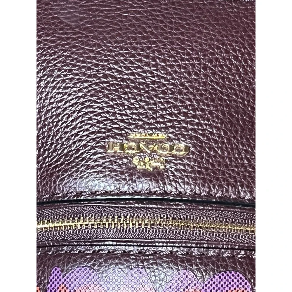 Coach Andi Mini Backpack Burgundy With Pink Glitter Spell Out